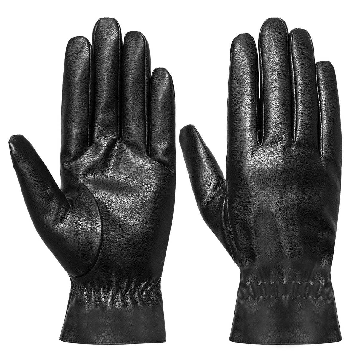 Shop Black Leather Gloves Windproof High Quality For Outdoor Cycling Skiing Running Motorbike