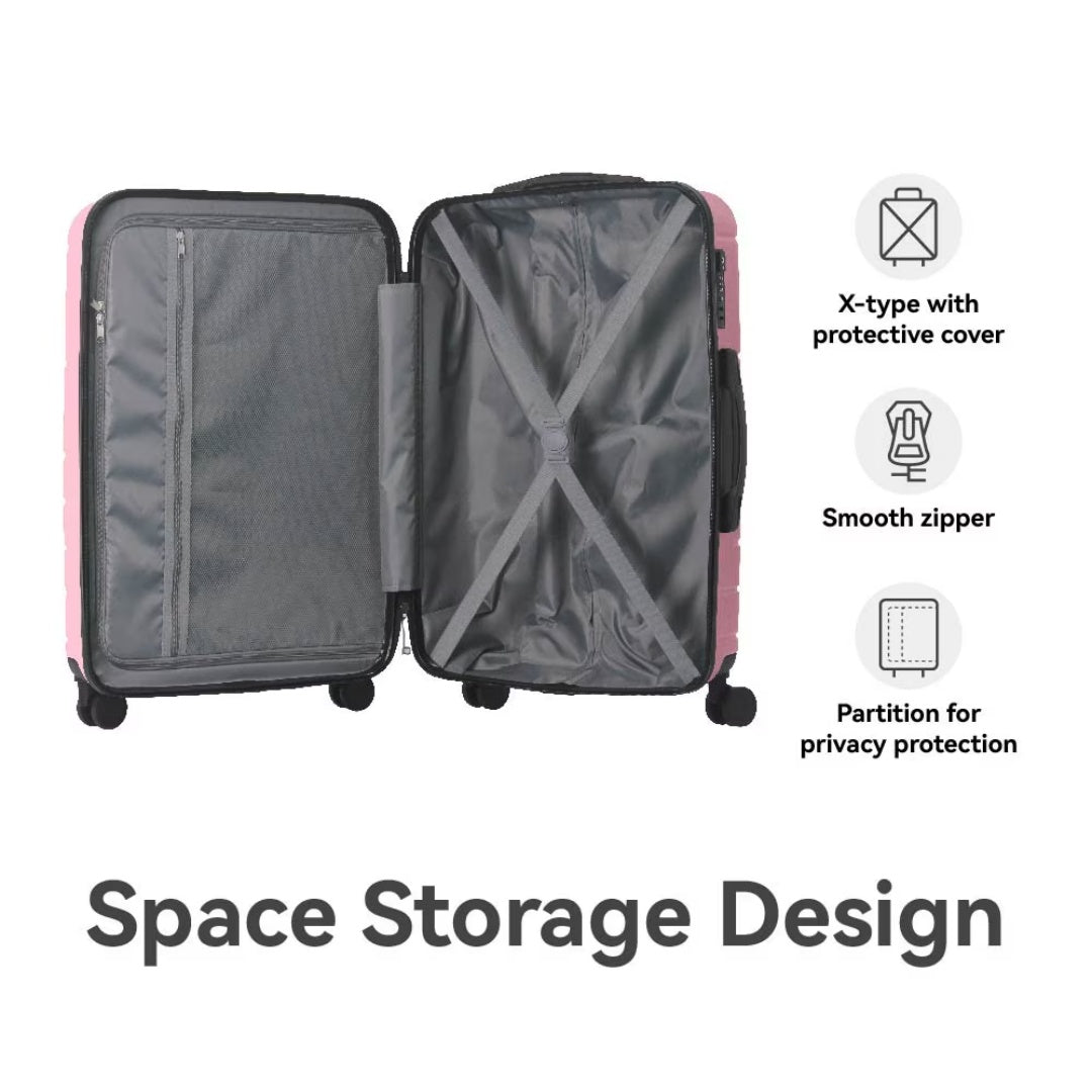 Luggage Sets ABS Hardshell 3pcs Luggage, Lightweight Durable Suitcase Sets Spinner Wheels Suitcase With TSA Lock 20''24''28'' Available Pink