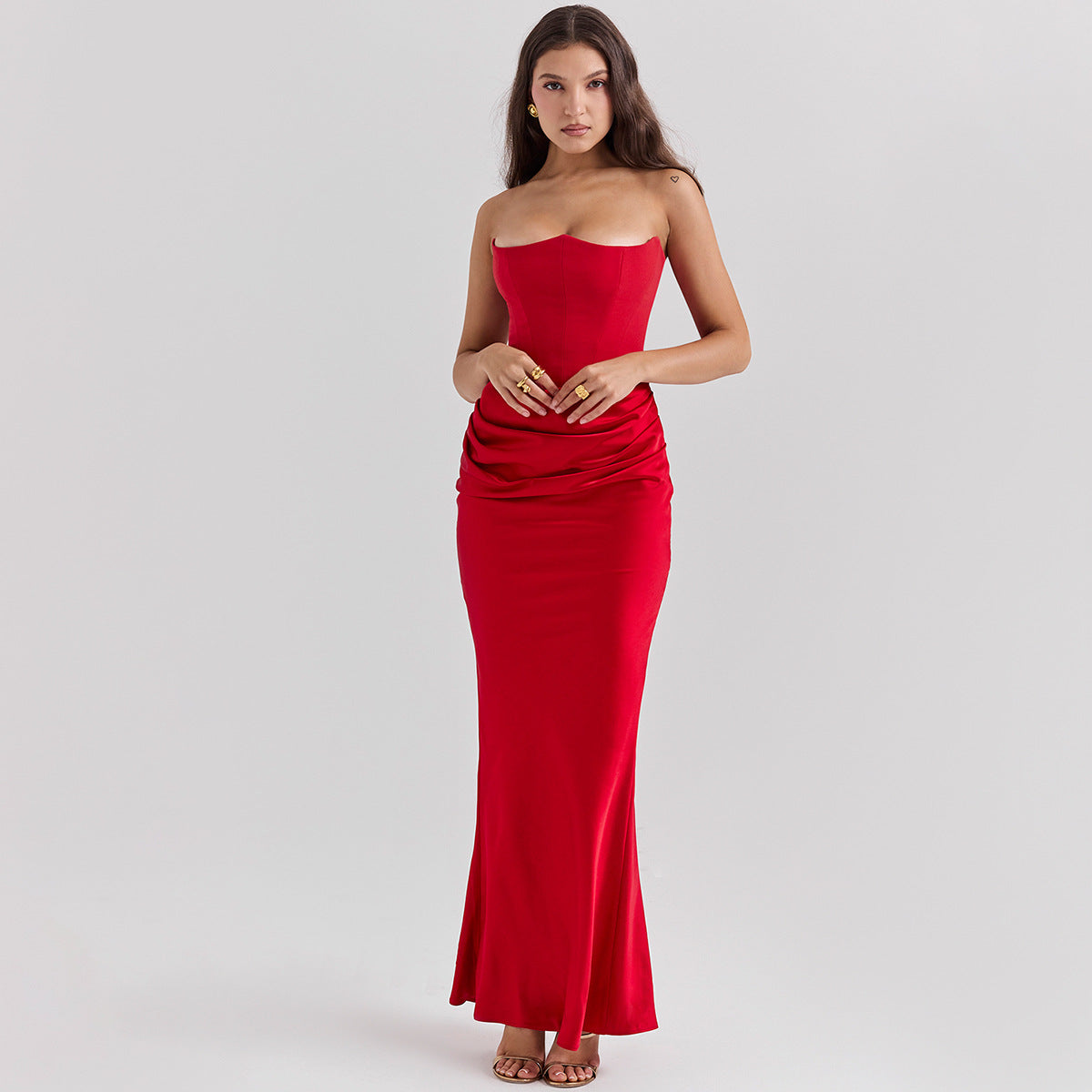 Shop Slim Tube Top Long Dress Fashion Bandeau Backless Party Evening Dress