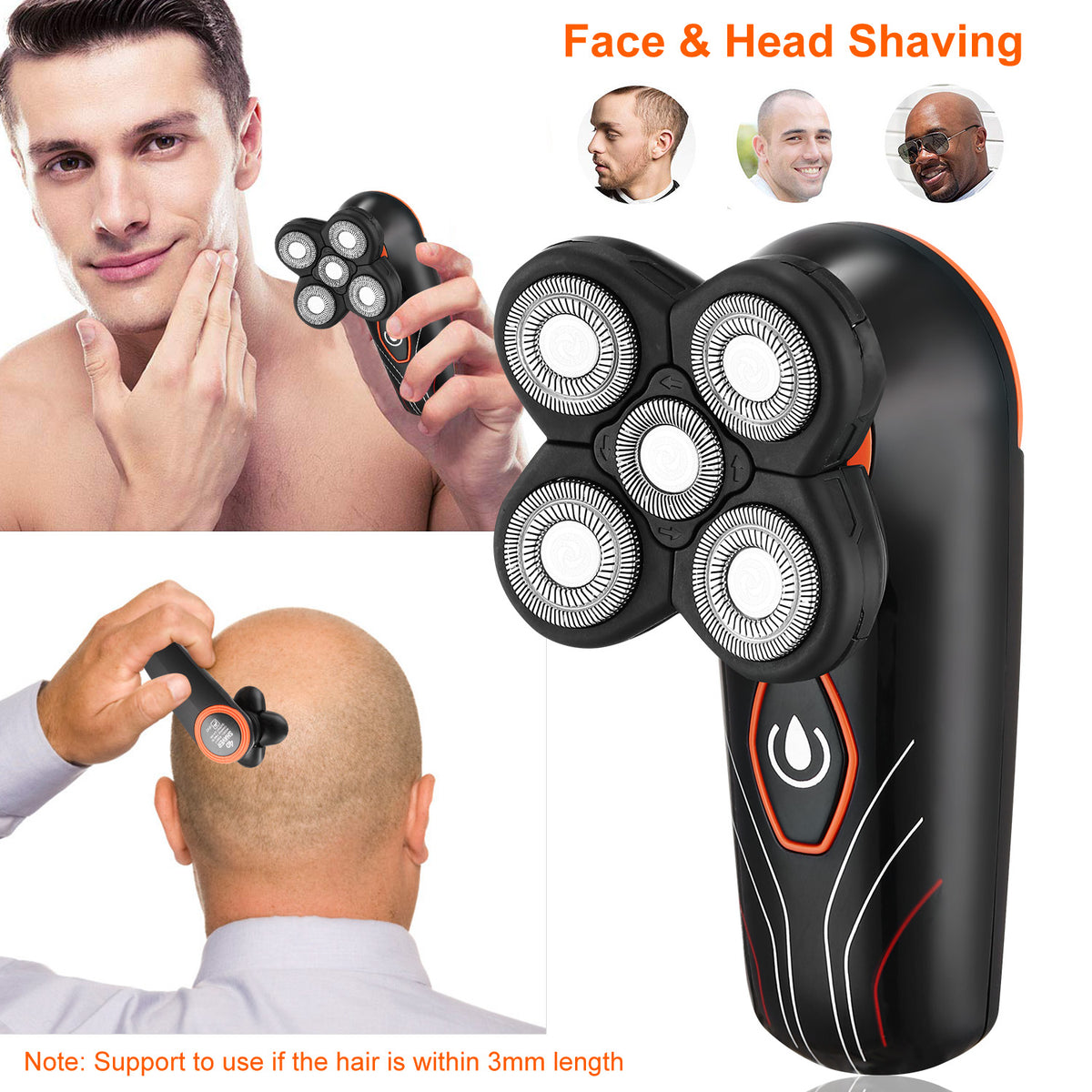 Shop Electric Razor IPX7 Waterproof Wet & Dry 5 Floating Head Rechargeable