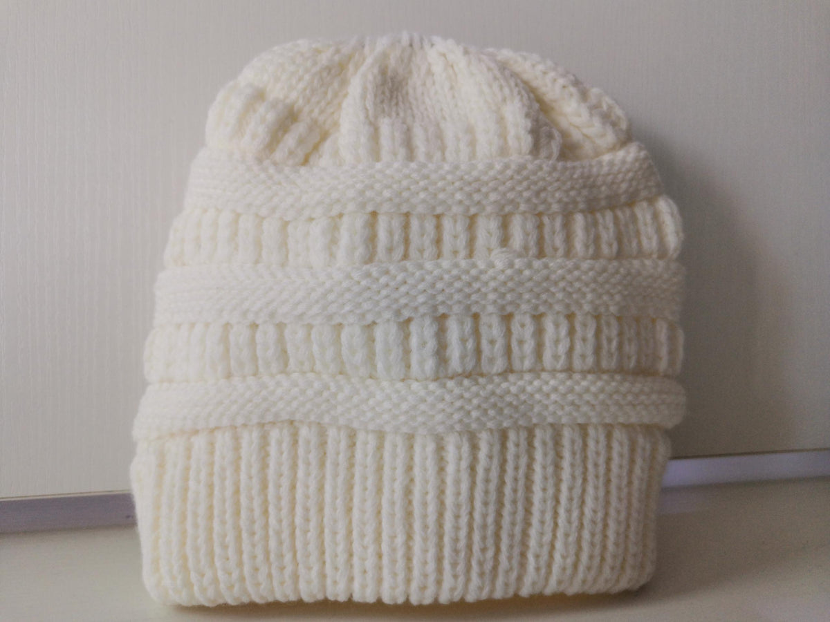 Shop Mixed Color Knitted Wool Hat Ladies Non-labeled Ponytail Hat