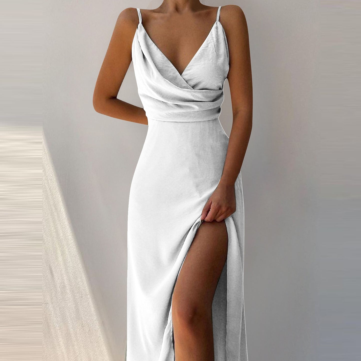 Shop V Neck Slim Suspender Dress