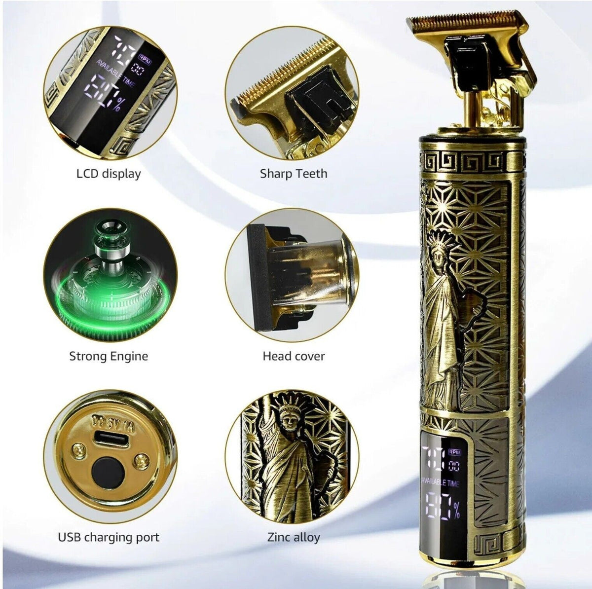 Shop Beard Trimmer Hair Razor Cordless Hair Cutting Machine For Men USB Rechargeable 1 PCS