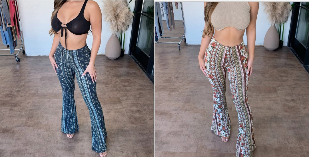 Shop High Elastic Tight Pants Slim Print Womens Clothing