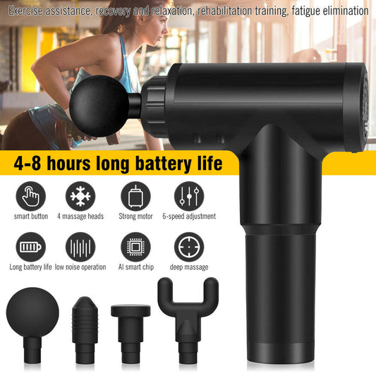Shop Massage Gun Percussion Massager Deep Tissue Muscle Vibrating Relaxing With 4 Heads