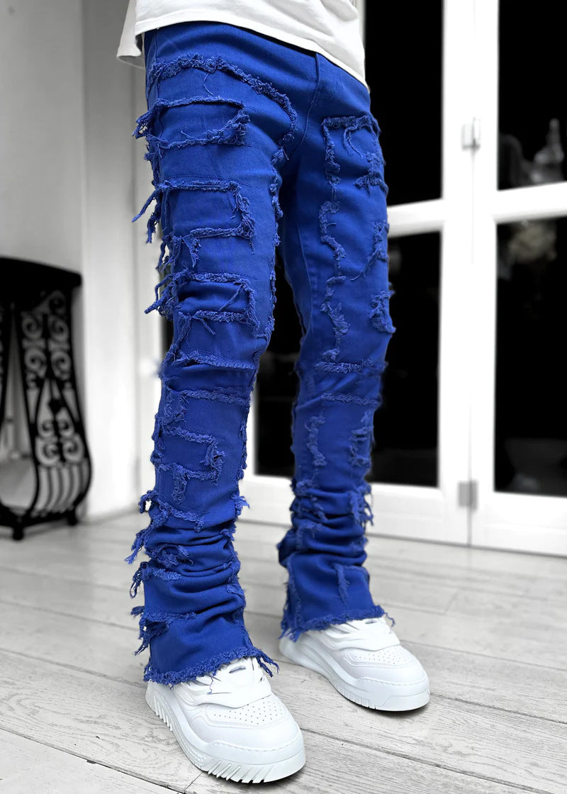 Shop Fringed Tight Fit Stacked Denim For Men