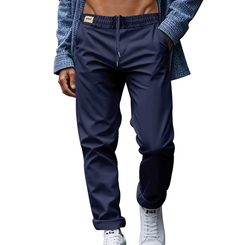 Shop Men's Trousers With Pockets Casual Loose Comfortable Quick-drying Waist-tied Pants