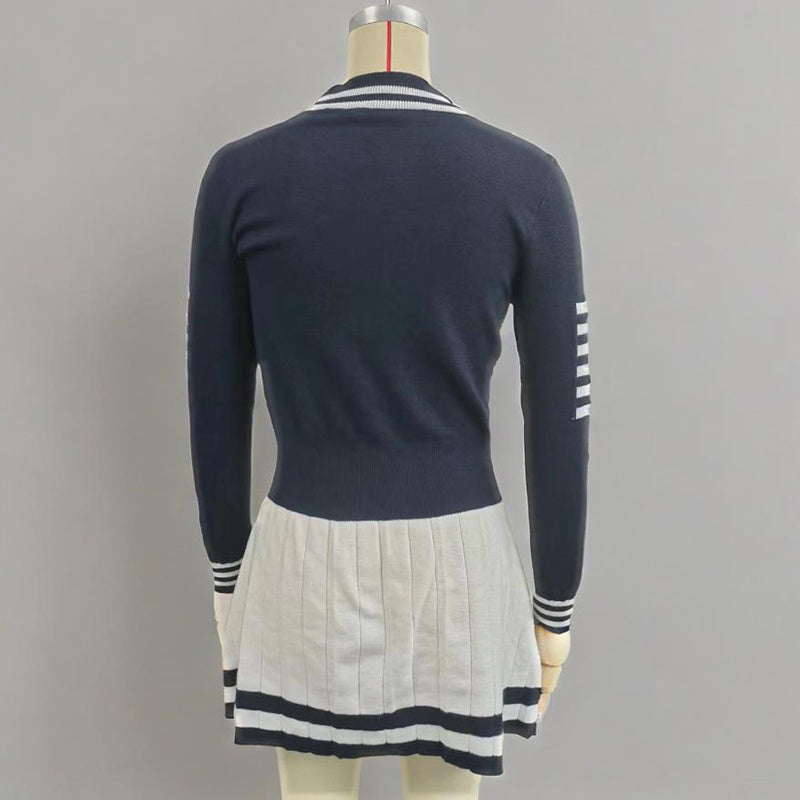 Women's Long Sleeve Sweater Dress Fall Crewneck Ribbed Knit A-Line Casual Mini Dresses