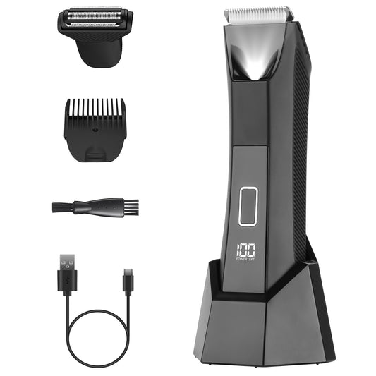 Shop 1Pc 2 In 1 Electric Body Razor For Men Cordless Waterproof With LED Light LCD Display Guard