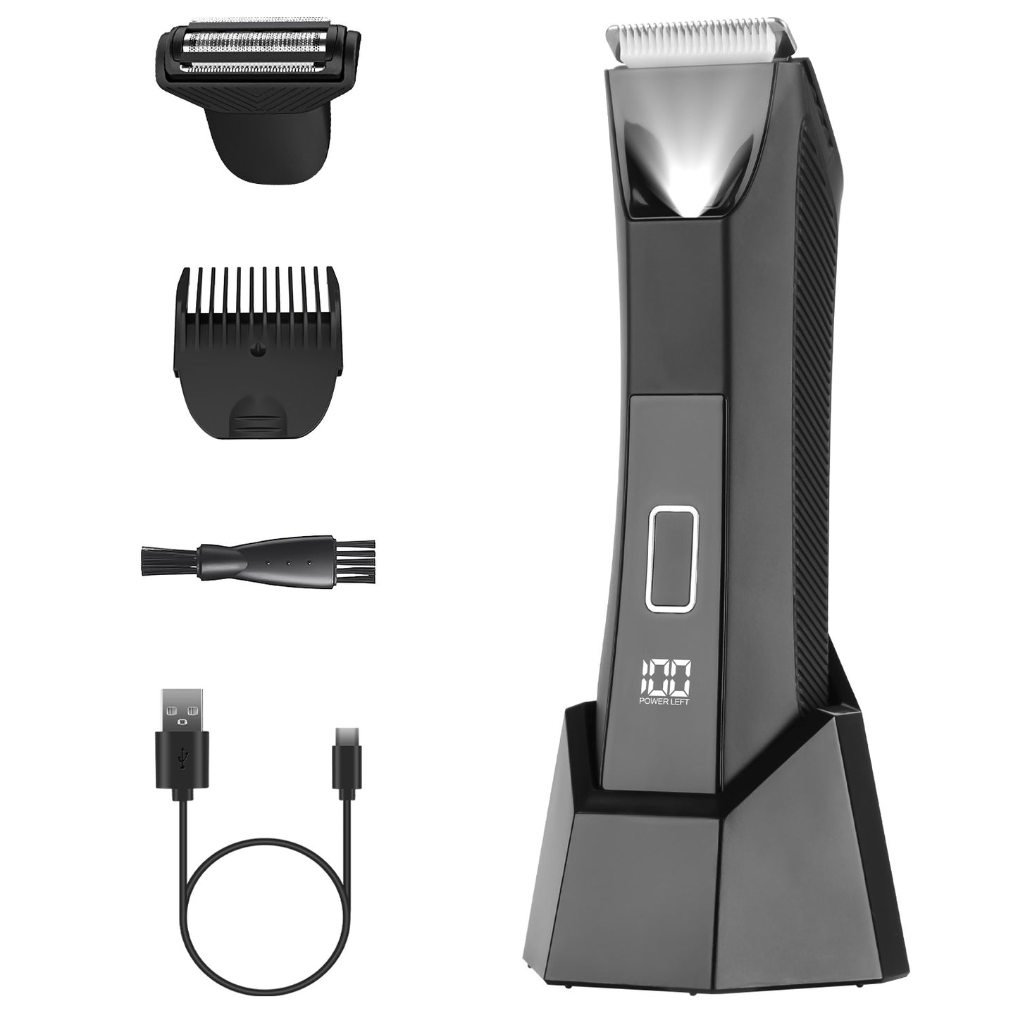 Shop 1Pc 2 In 1 Electric Body Razor For Men Cordless Waterproof With LED Light LCD Display Guard
