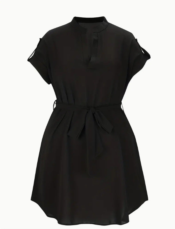Shop V-Neck Short Sleeve Dress With Belt
