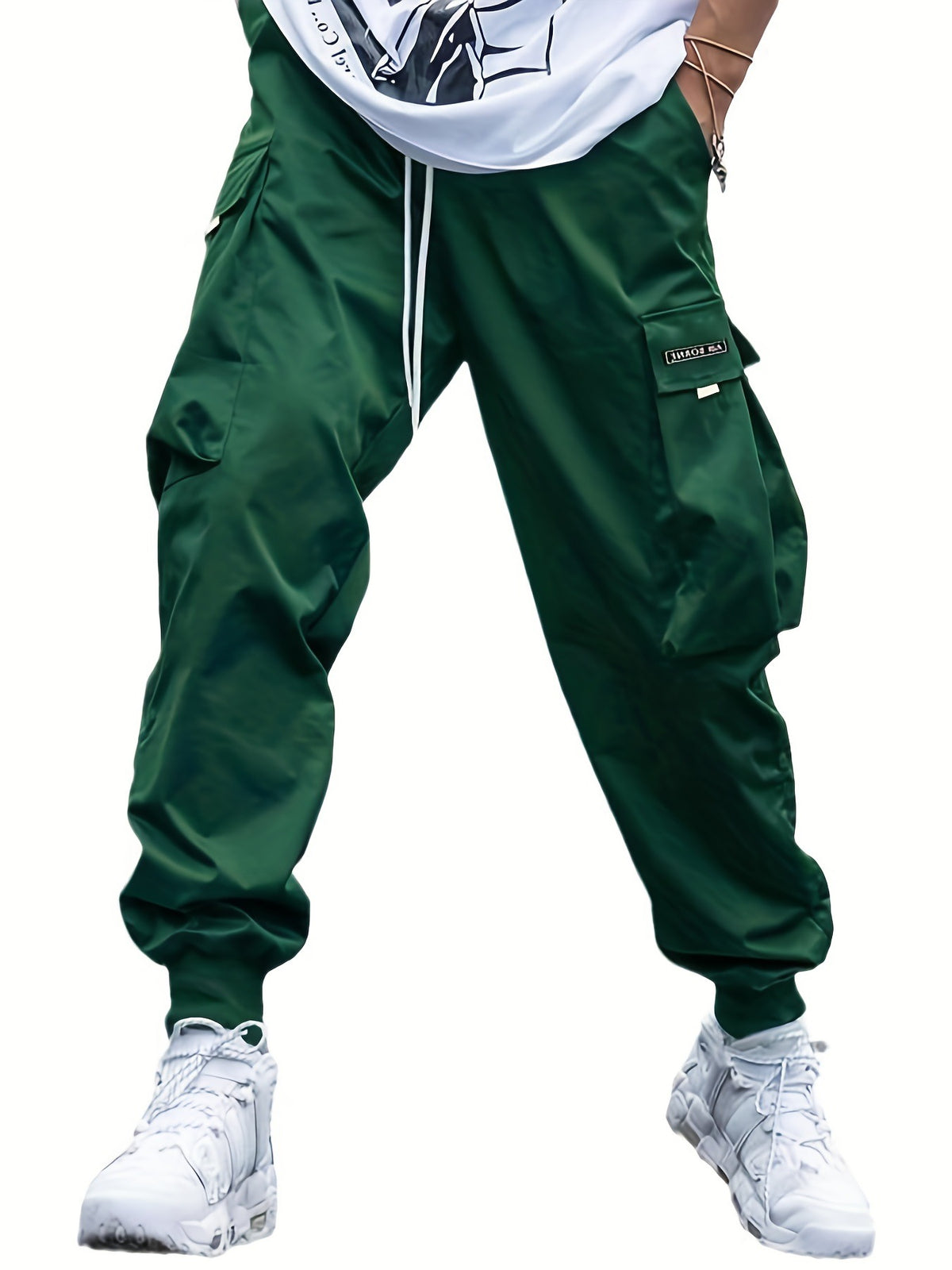 Shop Multi-Pocket Cargo Men's Casual  Drawstring Sports Pants