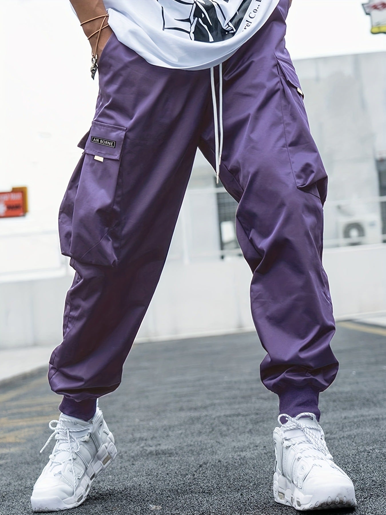 Shop Multi-Pocket Cargo Men's Casual  Drawstring Sports Pants