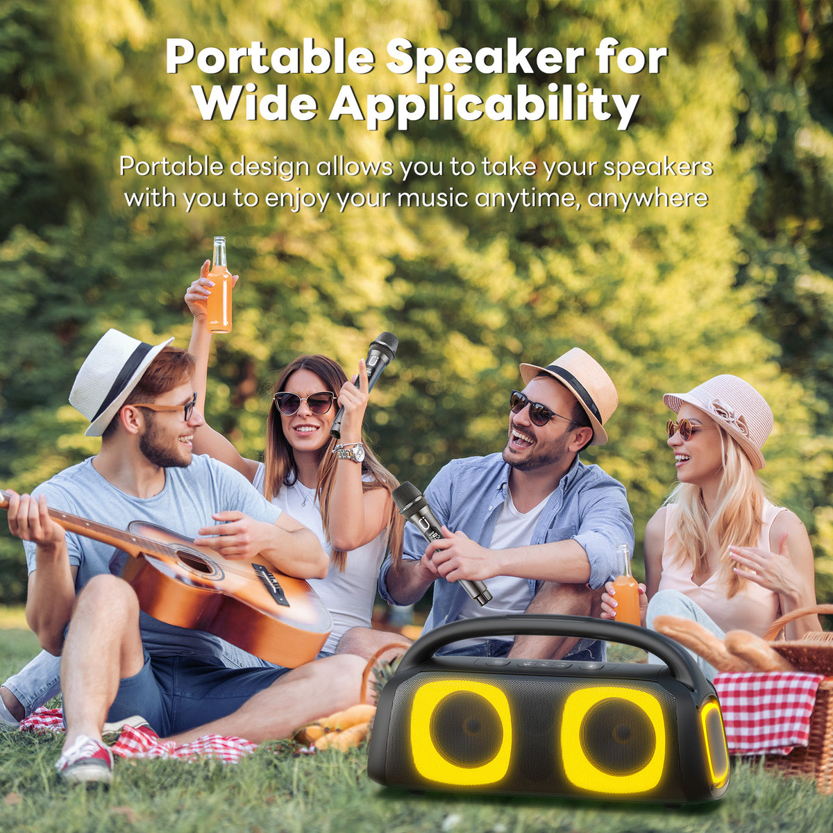 Shop JYX D19 Bluetooth Speaker & 60W Powerful Sound Party Speaker With RGB Light & Portable Speaker With 2 Wireless Microphone