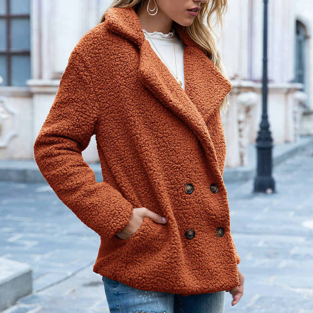 Shop Loose Lapel Fluffy  Button Jacket Cardigan