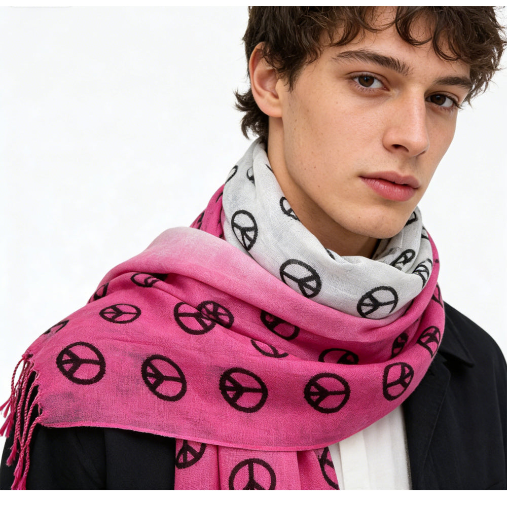 Shop 2pcs Hot Pink Semi Sheer Scarf , Delicate Drape For Office, Daily Wear Appropriate For Women Men