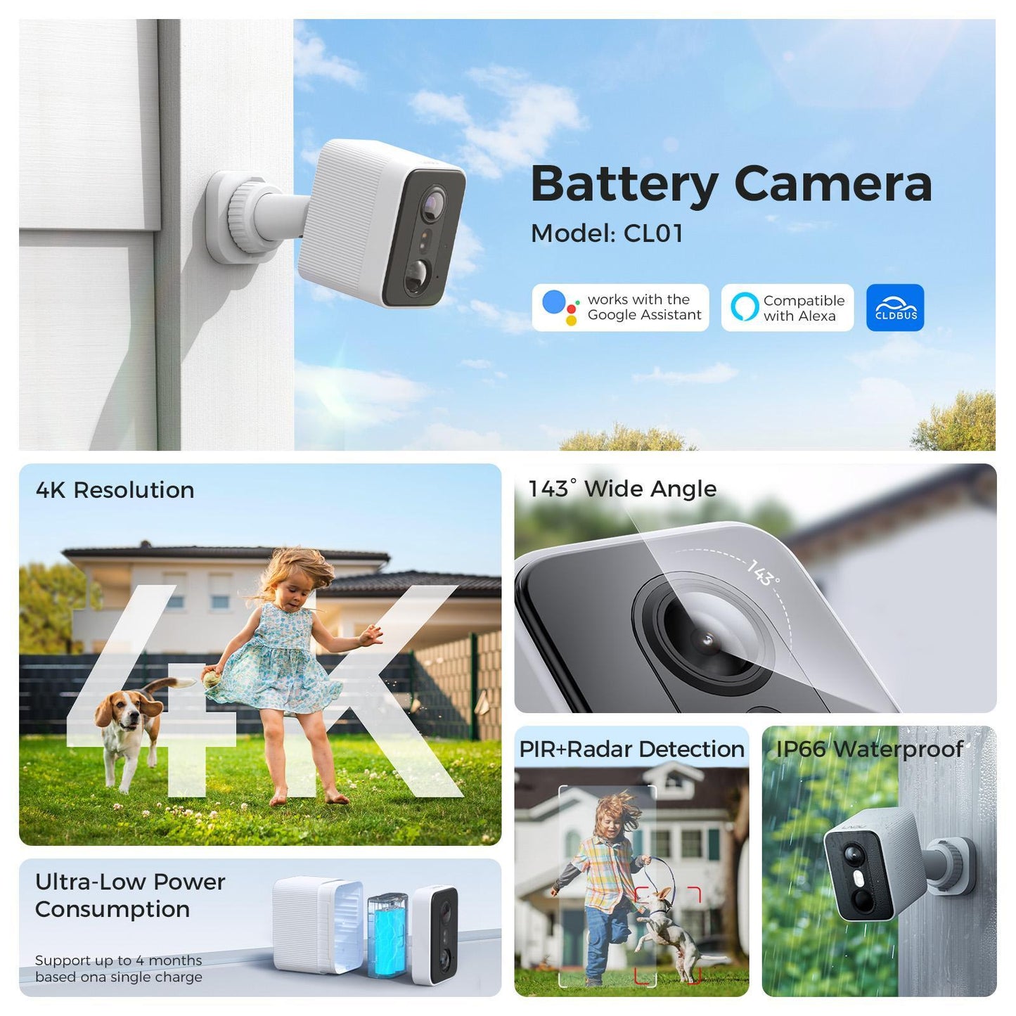 Shop Wireless Security Camera 143 Degree Wide Angle Infrared Night Vision Human Body Sensing  Dual Identification Detection