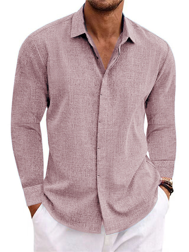 Shop Long Sleeve Cotton Linen Shirt Mens