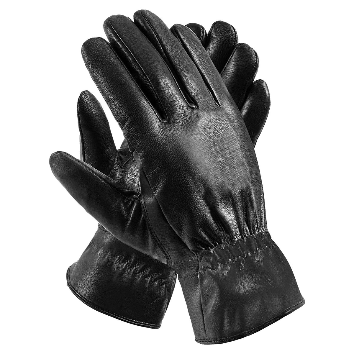 Shop Black Leather Gloves Windproof High Quality For Outdoor Cycling Skiing Running Motorbike