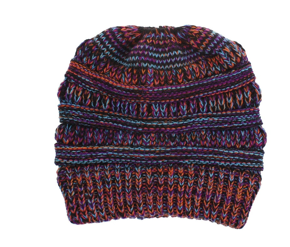 Shop Mixed Color Knitted Wool Hat Ladies Non-labeled Ponytail Hat