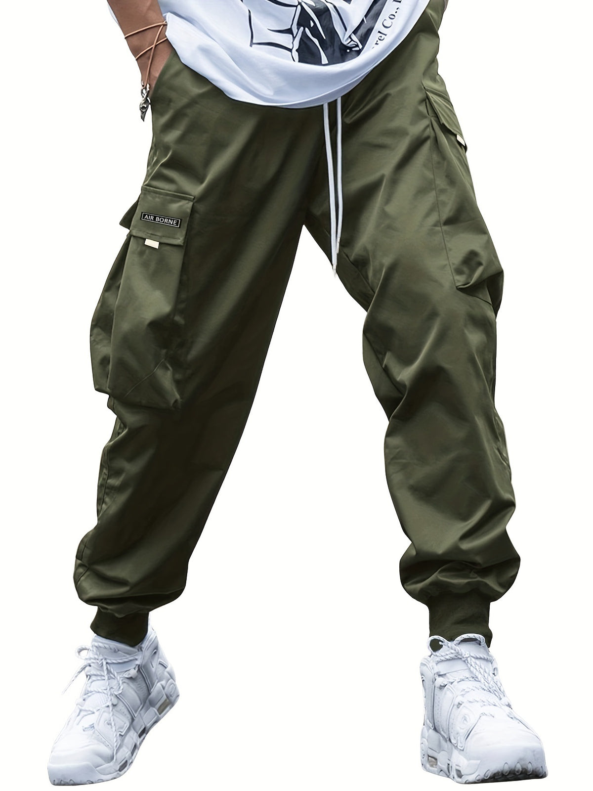 Shop Multi-Pocket Cargo Men's Casual  Drawstring Sports Pants