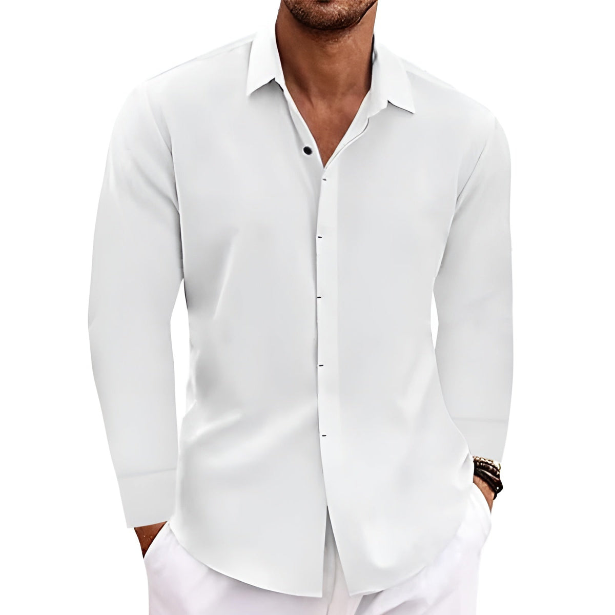 Shop Long Sleeve Cotton Linen Shirt Mens