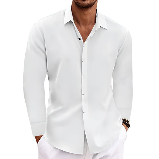 Shop Long Sleeve Cotton Linen Shirt Mens