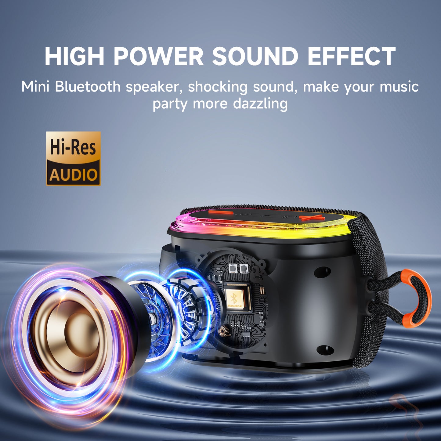 Shop JYX L1Black Portable Bluetooth Speaker & Mini Wireless Speaker With DJ Lights Rich Stereo Bass Aux & IPX7 Waterproof Outdoor Speaker