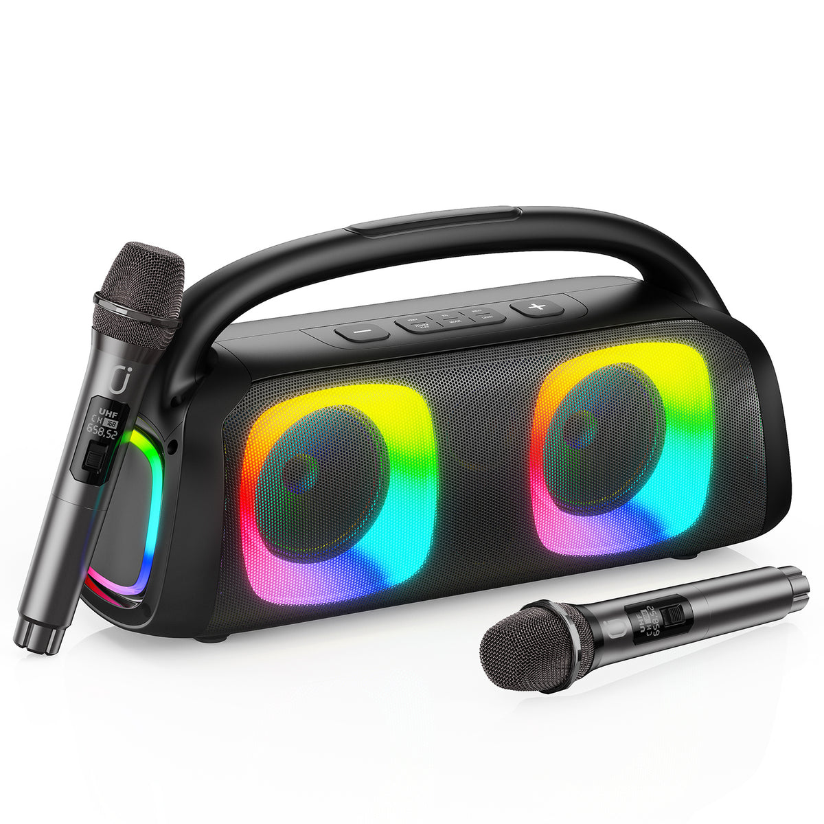 Shop JYX D19 Bluetooth Speaker & 60W Powerful Sound Party Speaker With RGB Light & Portable Speaker With 2 Wireless Microphone