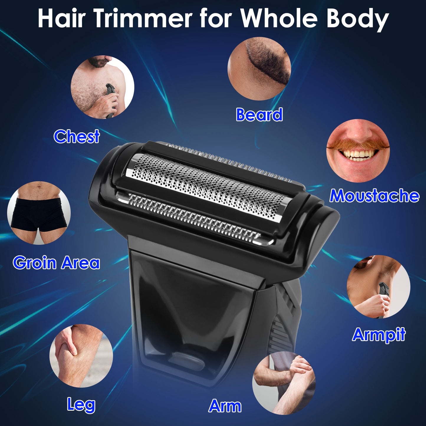 Shop 1Pc 2 In 1 Electric Body Razor For Men Cordless Waterproof With LED Light LCD Display Guard