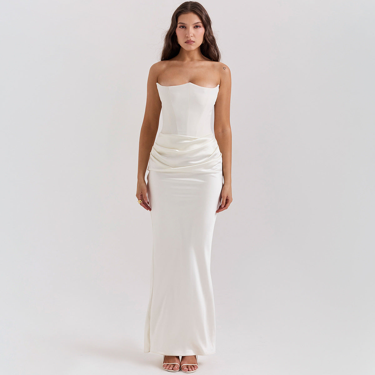 Shop Slim Tube Top Long Dress Fashion Bandeau Backless Party Evening Dress