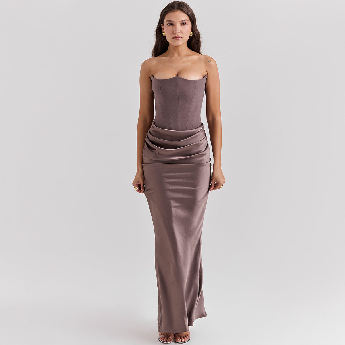Shop Slim Tube Top Long Dress Fashion Bandeau Backless Party Evening Dress