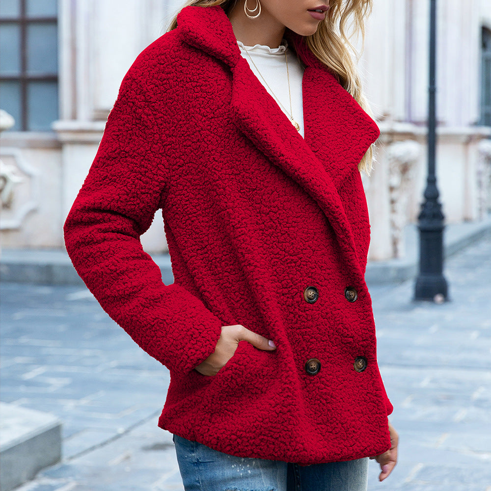 Shop Loose Lapel Fluffy  Button Jacket Cardigan