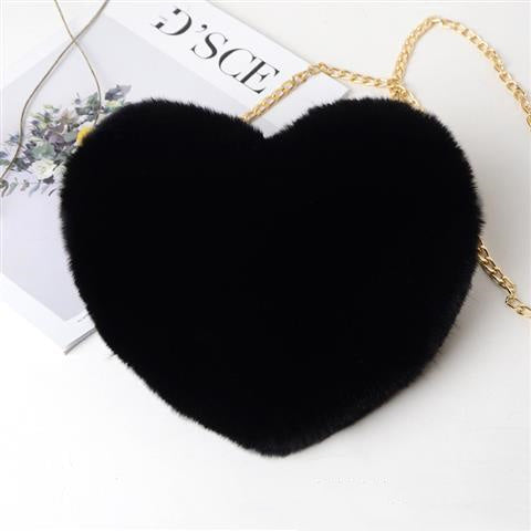Shop Love Bags For Women Plush Chain Shoulder Bags Valentine's Day Party Bag