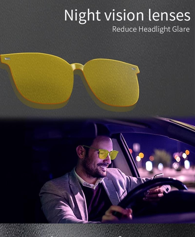 Shop Smart AI Bluetooth Glasses With Magnetic Interchangeable Lenses- UV&Blue Light&Night Vision, Open Ear Speakers, Touch Control, 8H Battery