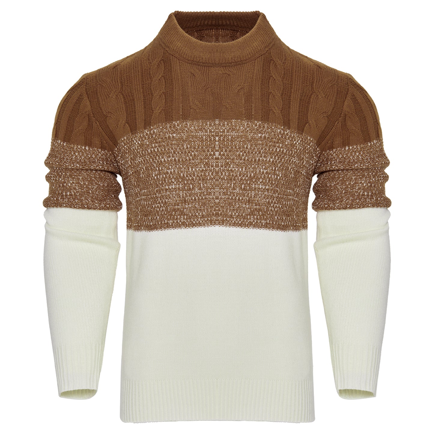 Shop Men's Casual Color Block Long Sleeve Cable Knit Pullover Sweater