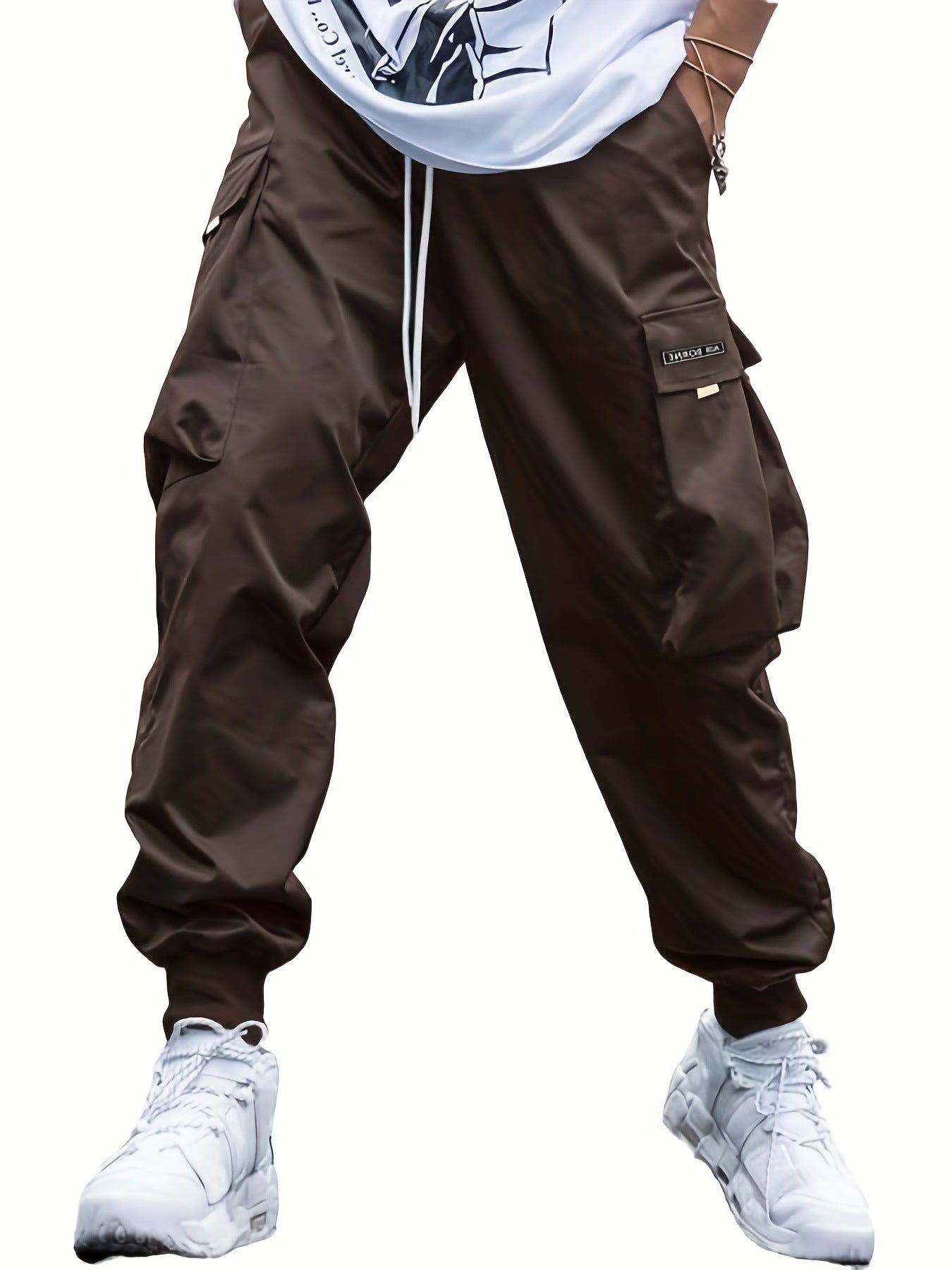 Shop Multi-Pocket Cargo Men's Casual  Drawstring Sports Pants