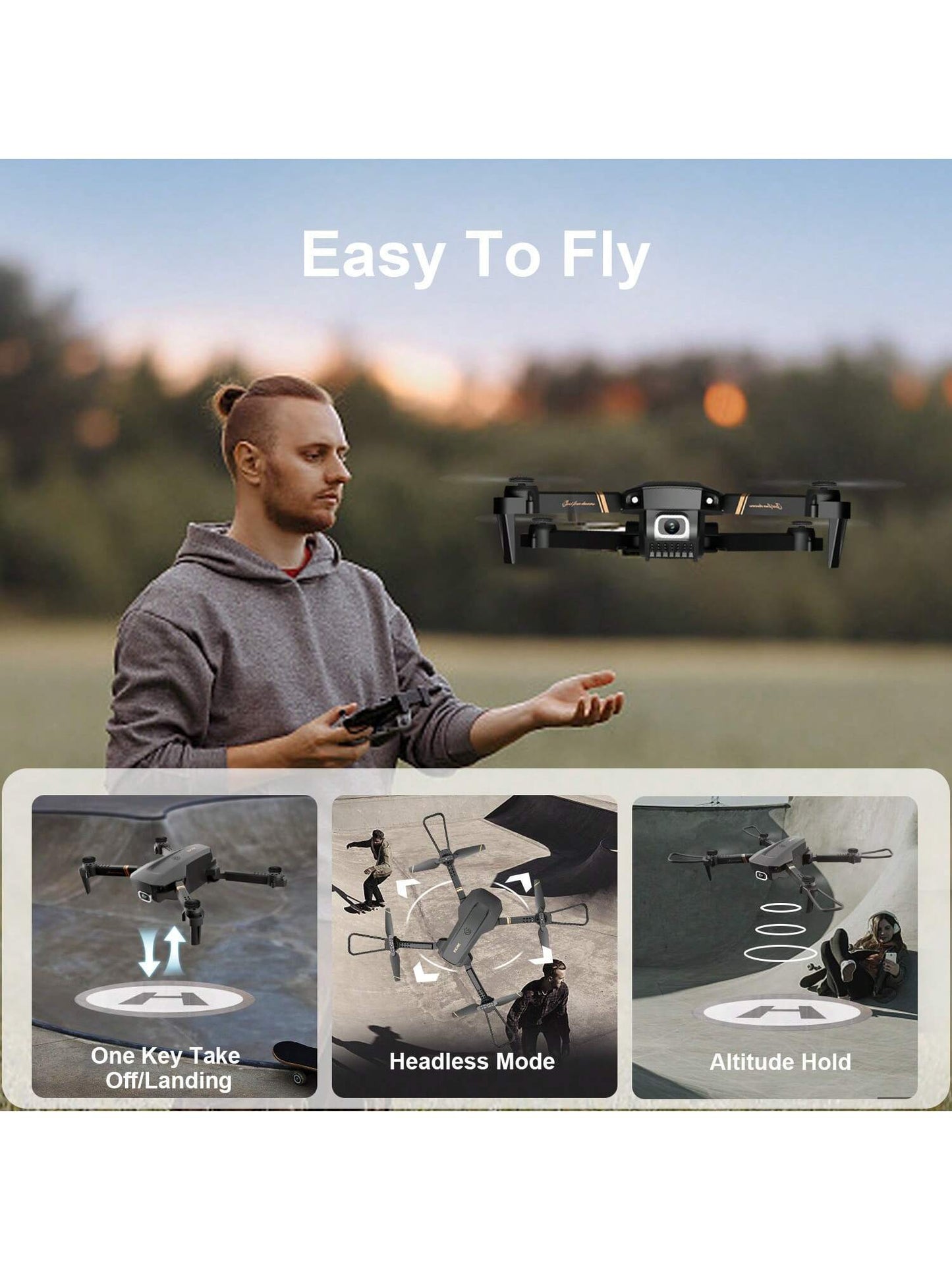 Shop 4DRC V4 Foldable  Drone With Camera 4K 1080P HD Drone ,3 Batteries,Drones For Adults Kids,Remote-Controlled🔥