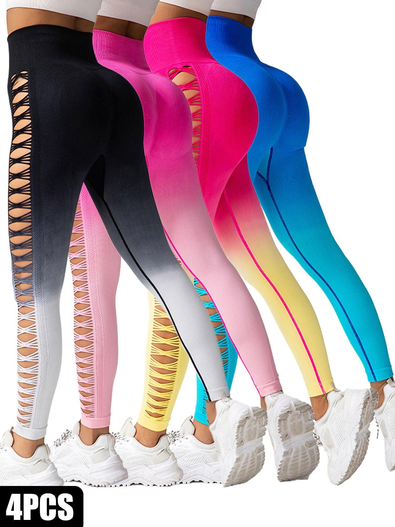 Shop 4 Pack Womans High Waist Fitness Yoga Pants