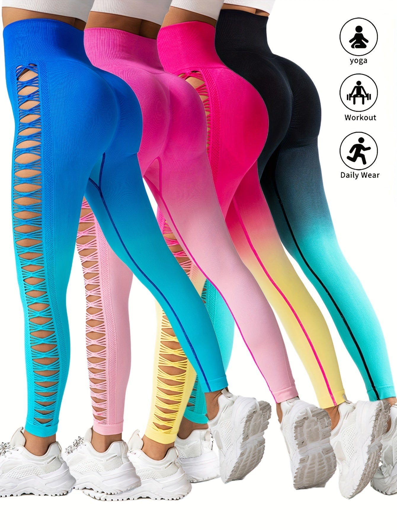 Shop 4 Pack Womans High Waist Fitness Yoga Pants