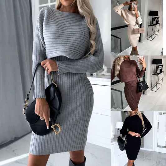 Shop Fashion Solid Color Two-piece Set Woolen Skirt