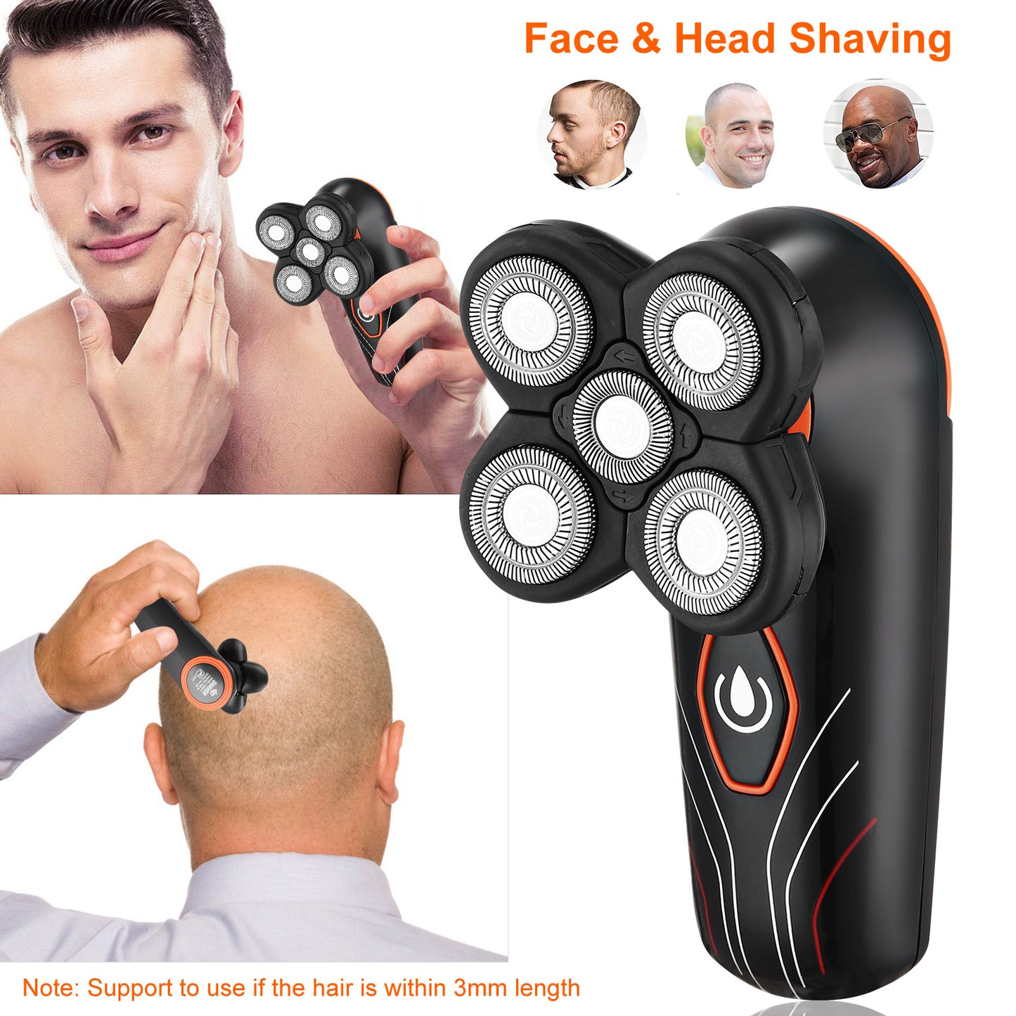 Shop Electric  Razor IPX7 Waterproof Wet & Dry 5 Floating Head  Rechargeable