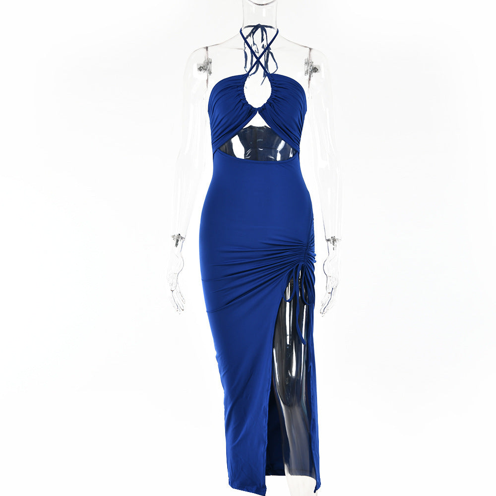 Shop Lace-up Split Y2K Fashion Party Dress
