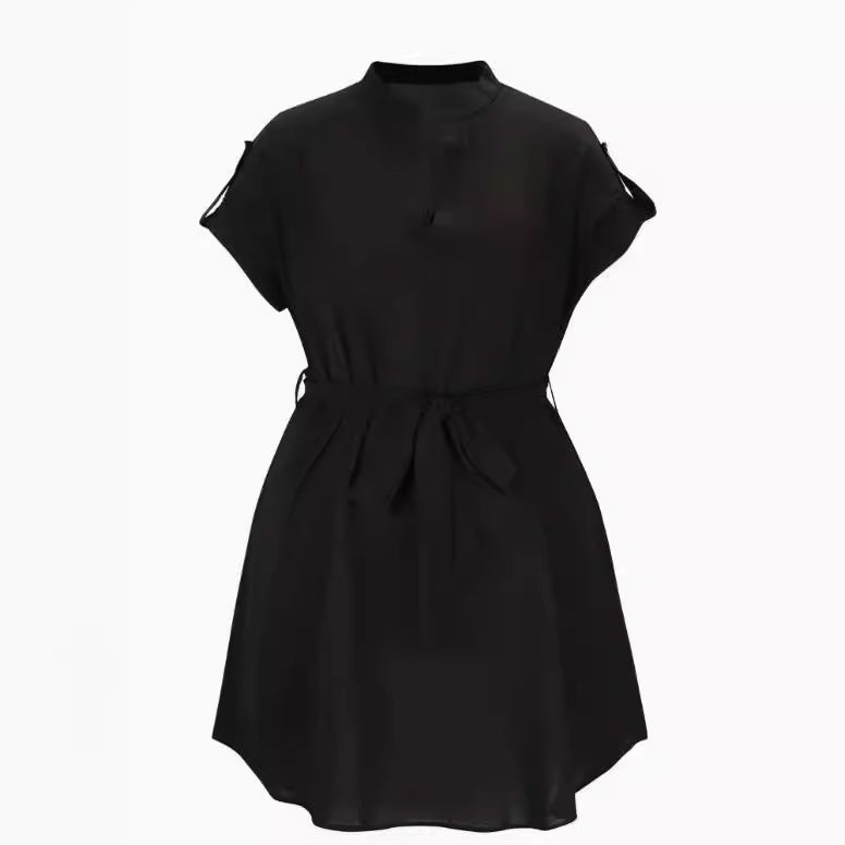 Shop V-Neck Short Sleeve Dress With Belt