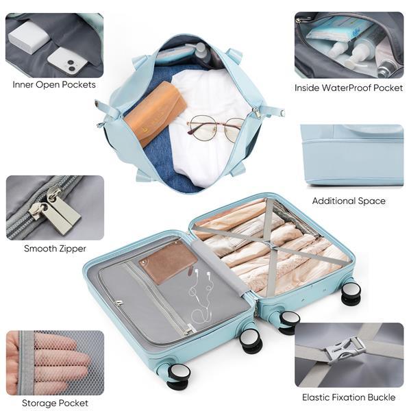 Shop Front Opening 20 Inch Carry On Luggage With Expandable Travel Bag Set
