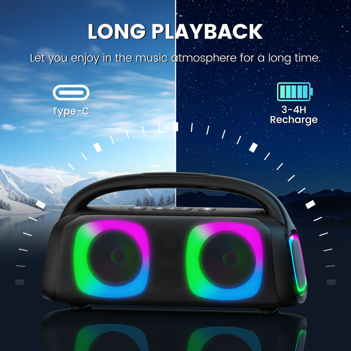 Shop JYX D19 Bluetooth Speaker & 60W Powerful Sound Party Speaker With RGB Light & Portable Speaker With 2 Wireless Microphone