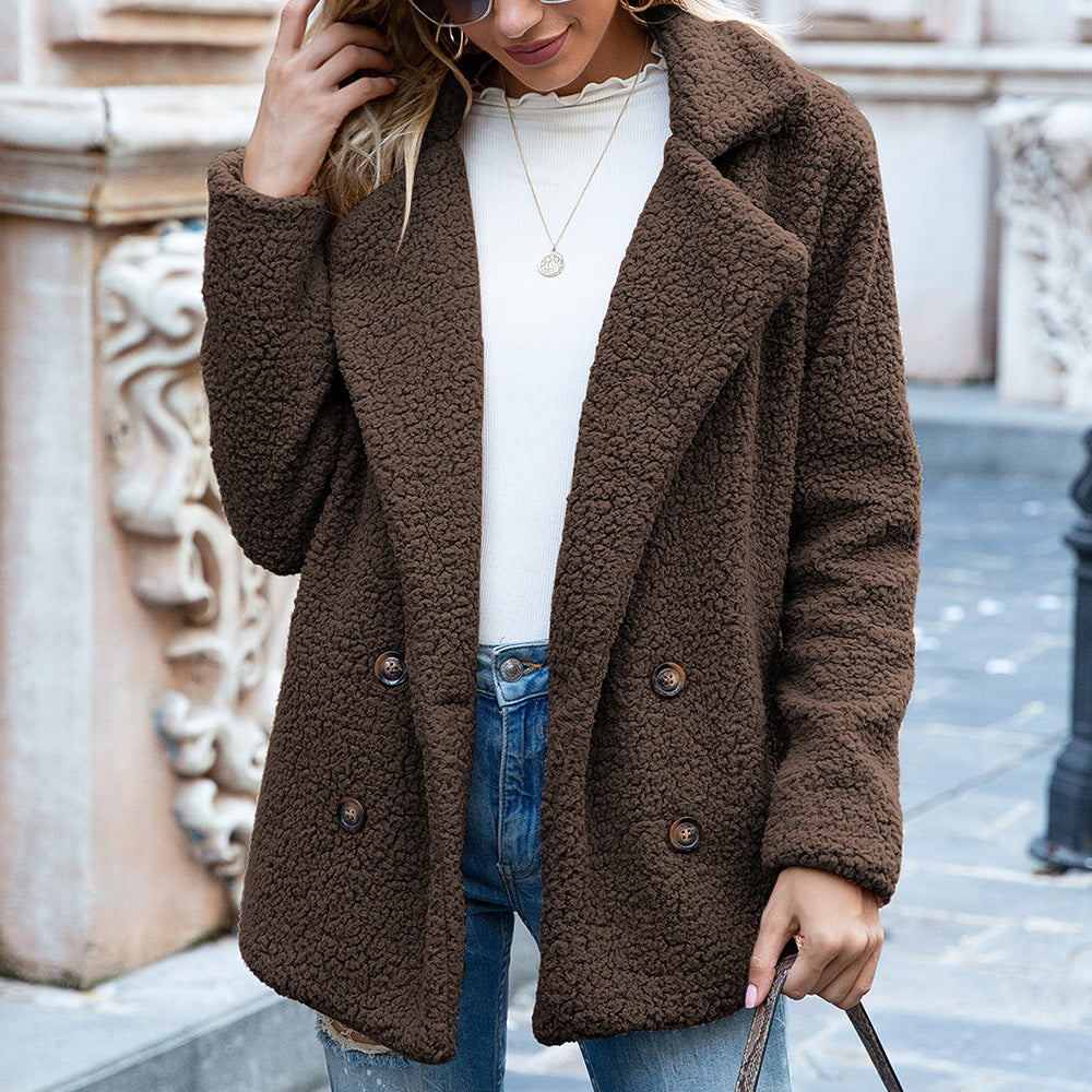 Shop Loose Lapel Fluffy  Button Jacket Cardigan