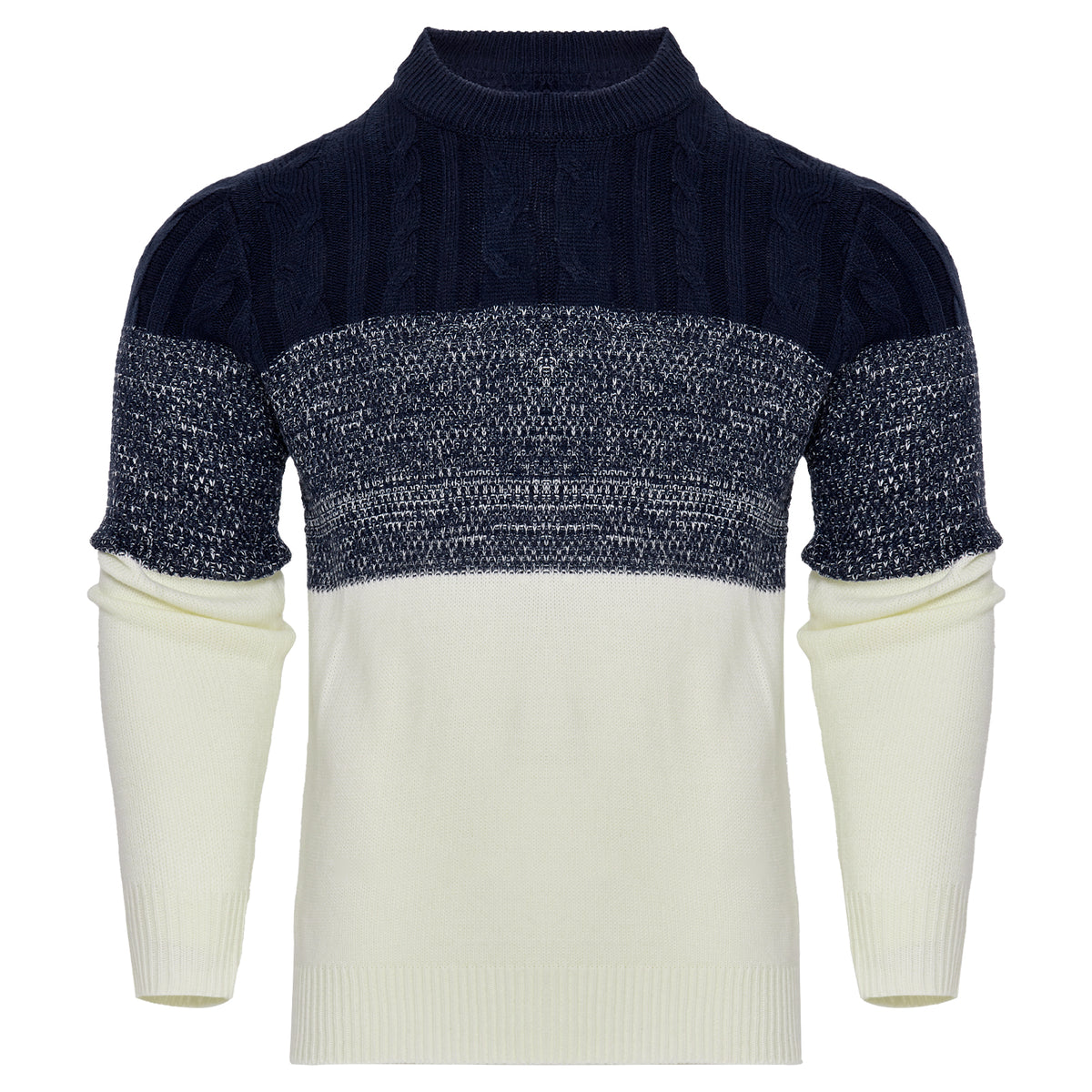 Shop Men's Casual Color Block Long Sleeve Cable Knit Pullover Sweater