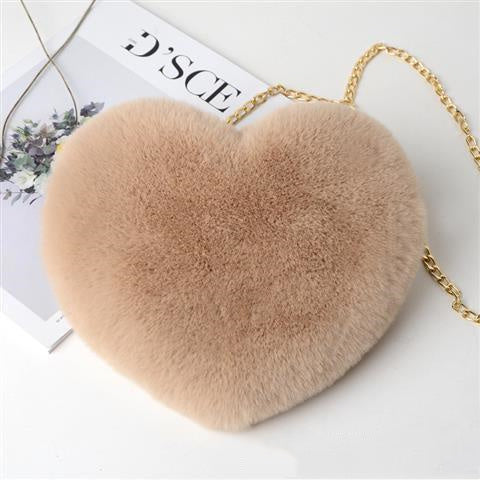 Shop Love Bags For Women Plush Chain Shoulder Bags Valentine's Day Party Bag