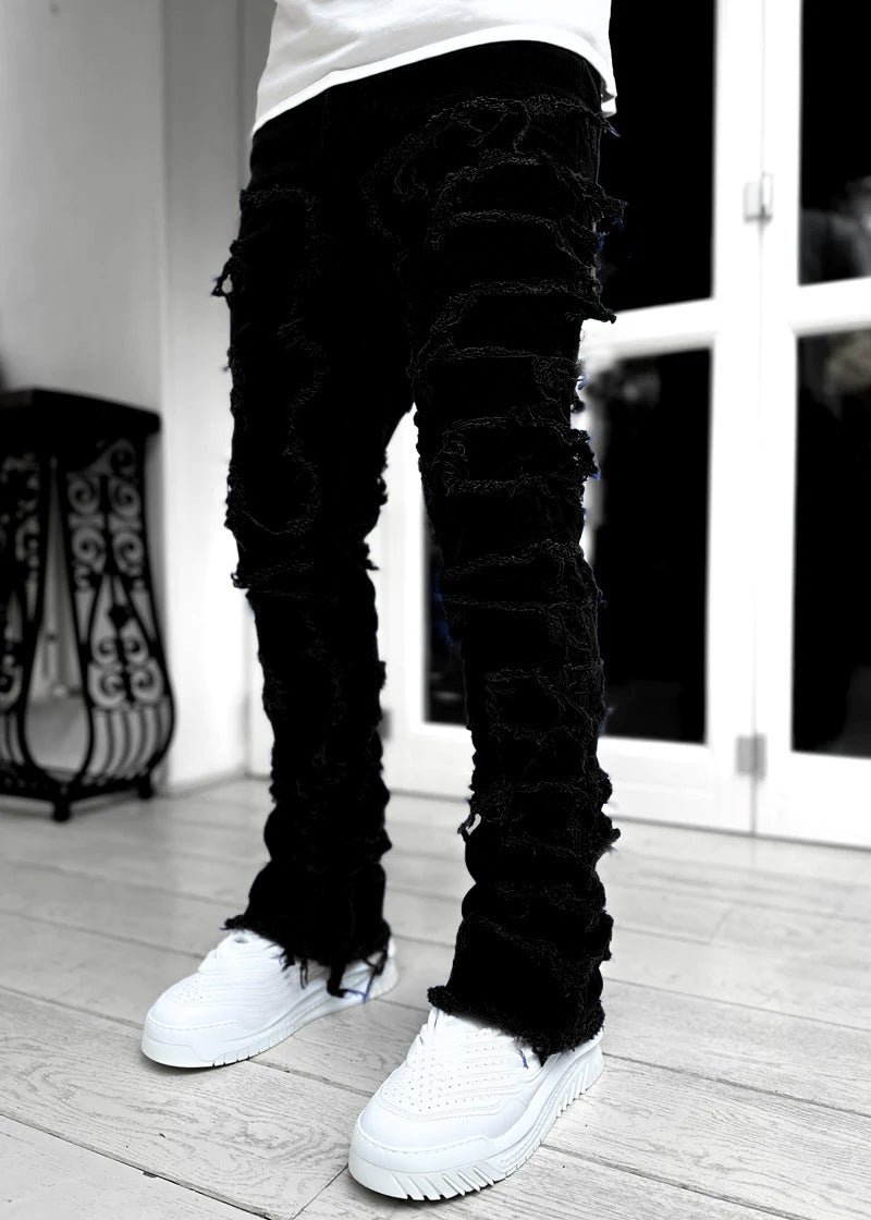 Shop Fringed Tight Fit Stacked Denim For Men